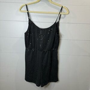 Crystal Sky | NWOT Black Minimal Sequin Romper Size Small